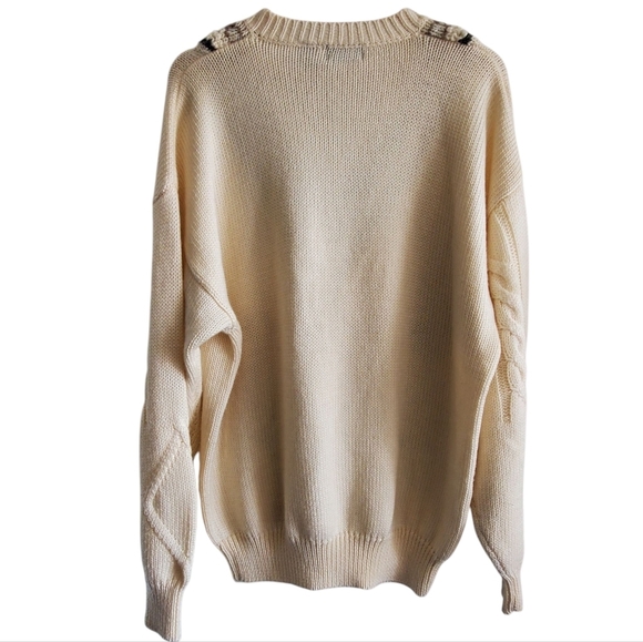 Vintage Gant Cream Knit V-Neck Sweater Size L - Picture 3 of 8